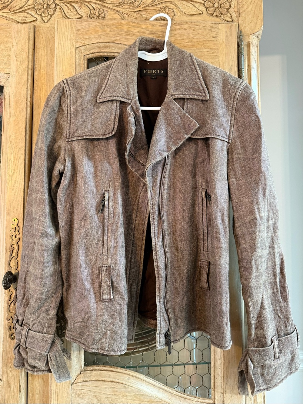 Ports 1961 Brown Linen Jacket